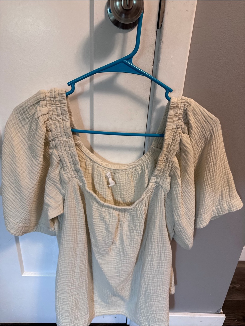 Lucky Brand Cream Puff-Sleeve Square-Neck Top